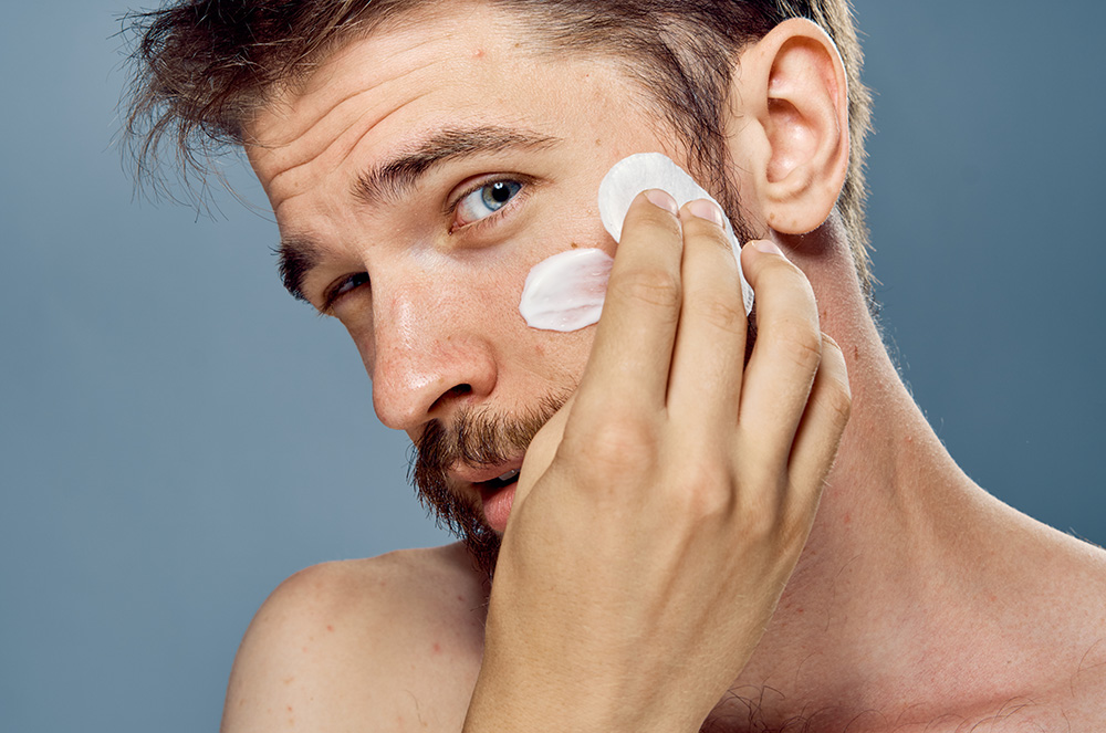 man with sensitive skin tests out products